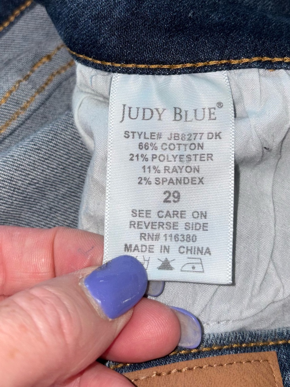 Judy Blue Straight Leg Jeans 29 Dark Wash Distressed Stretch Denim - Picture 5 of 5